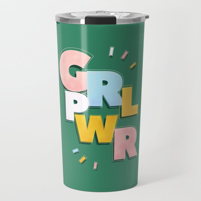 GIRL POWER - green Travel Mug Gallery Image 1