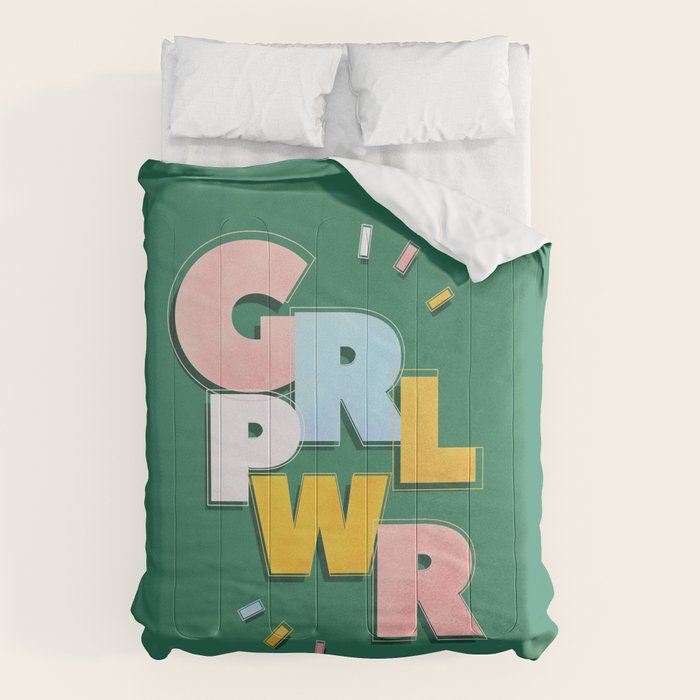 GIRL POWER - green Comforter Gallery Image 6