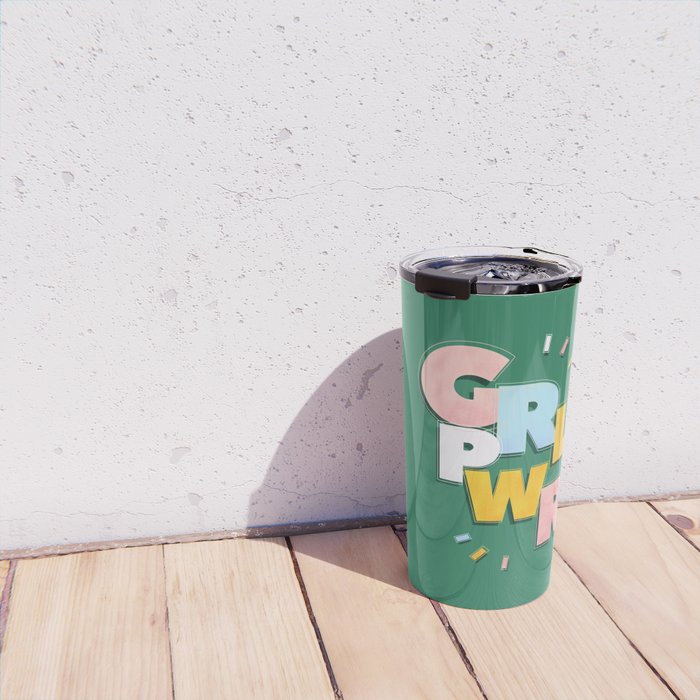 GIRL POWER - green Travel Mug Gallery Image 4