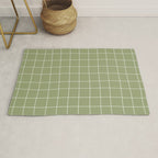 Hand Drawn Grid Green Rug Gallery Image 1