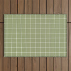 Hand Drawn Grid Green Outdoor Rug Gallery Image 1