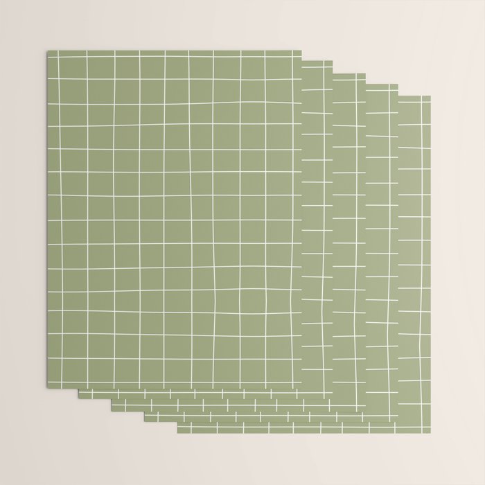 Hand Drawn Grid Green Wrapping Paper Gallery Image 3