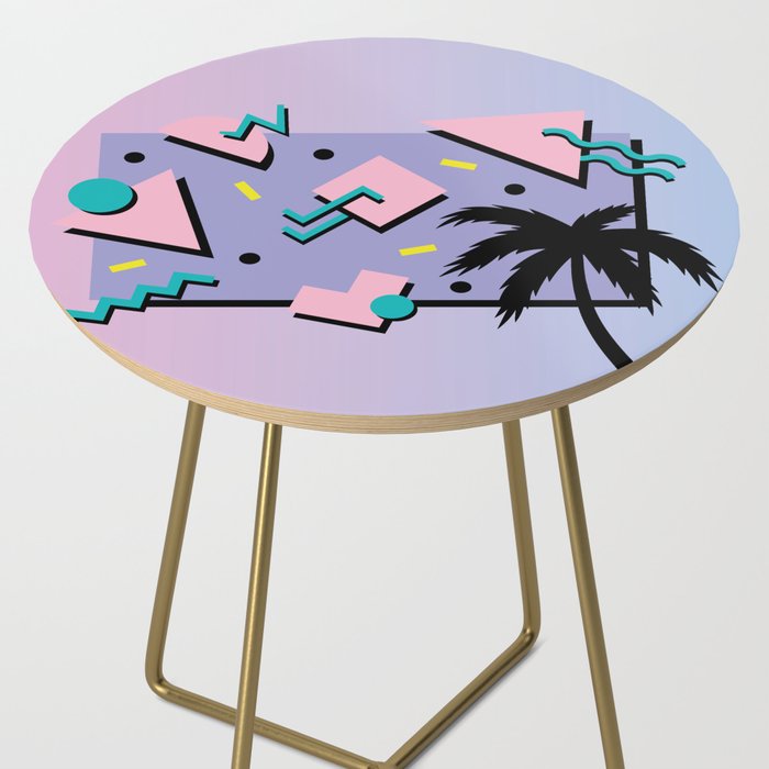 Memphis Pattern 25 - Miami Vice / 80s Retro / Palm Tree Side Table Gallery Image 2