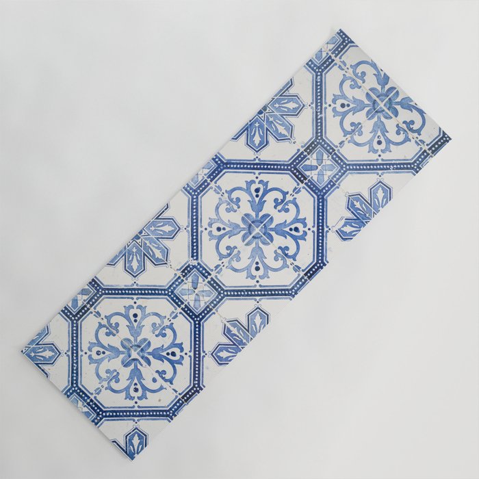 Blue Portugese Tile Pattern | Colorful Travel Photography in Portugal | Azulejos House Design Art Print Yoga Mat Gallery Image 1