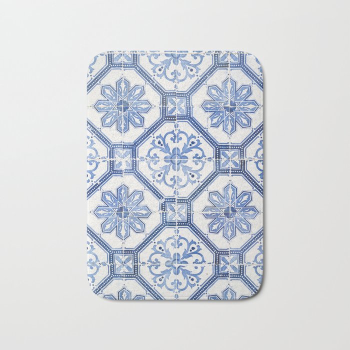 Blue Portugese Tile Pattern | Colorful Travel Photography in Portugal | Azulejos House Design Art Print Bath Mat Gallery Image 1