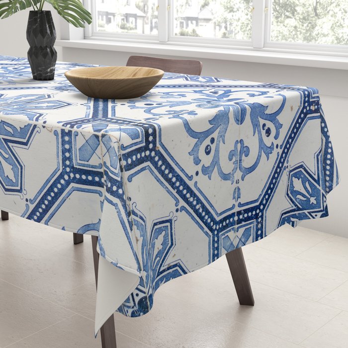 Blue Portugese Tile Pattern | Colorful Travel Photography in Portugal | Azulejos House Design Art Print Tablecloth Gallery Image 3