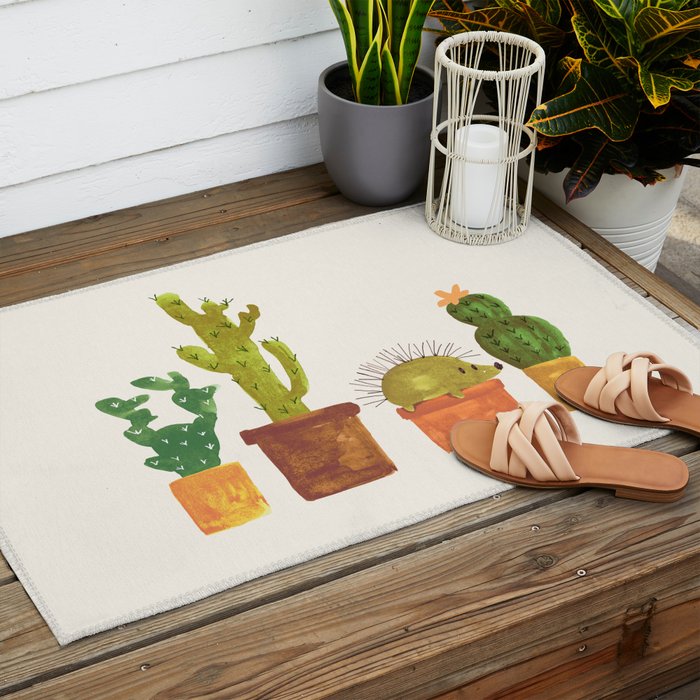Hedgehog and Cactus (incognito) Outdoor Rug Gallery Image 2
