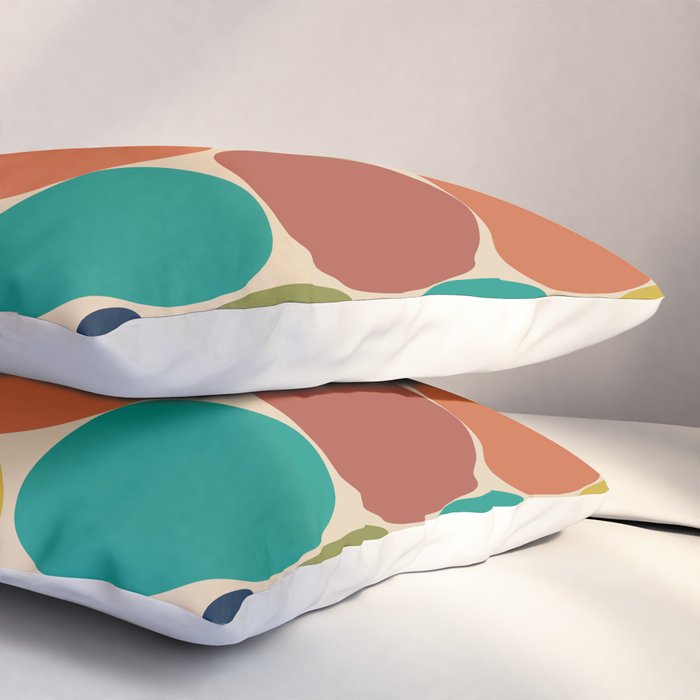 Mod Dots Midcentury Modern Pattern in Mid Mod Turquoise, Orange, Olive, Blue, Mustard, and Beige Pillow Sham Gallery Image 3