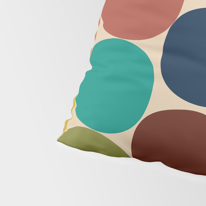 Mod Dots Midcentury Modern Pattern in Mid Mod Turquoise, Orange, Olive, Blue, Mustard, and Beige Pillow Sham Gallery Image 4