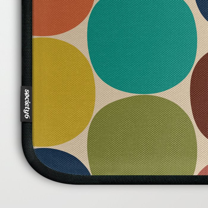 Mod Dots Midcentury Modern Pattern in Mid Mod Turquoise, Orange, Olive, Blue, Mustard, and Beige Laptop Sleeve Gallery Image 3