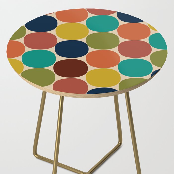 Mod Dots Midcentury Modern Pattern in Mid Mod Turquoise, Orange, Olive, Blue, Mustard, and Beige Side Table Gallery Image 2