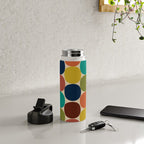 Mod Dots Midcentury Modern Pattern in Mid Mod Turquoise, Orange, Olive, Blue, Mustard, and Beige Water Bottle Gallery Image 4