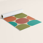 Mod Dots Midcentury Modern Pattern in Mid Mod Turquoise, Orange, Olive, Blue, Mustard, and Beige Yoga Mat Gallery Image 2