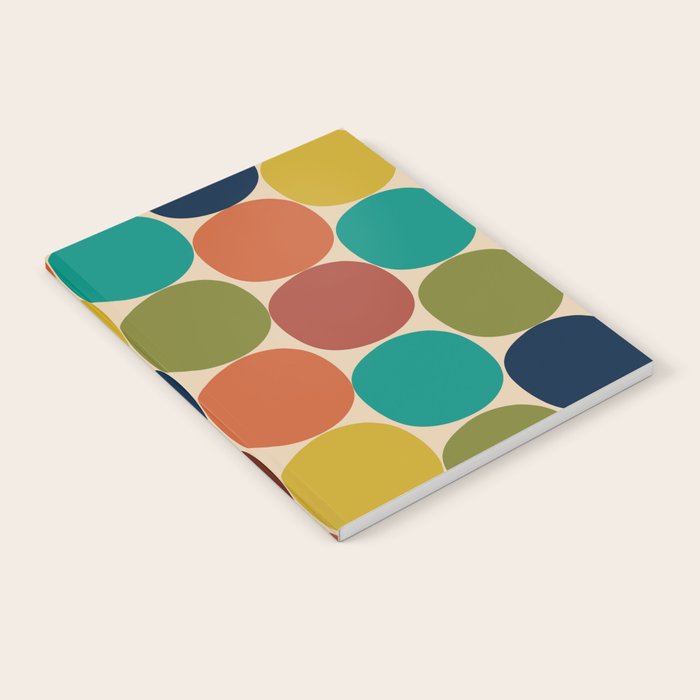 Mod Dots Midcentury Modern Pattern in Mid Mod Turquoise, Orange, Olive, Blue, Mustard, and Beige Notebook Gallery Image 2