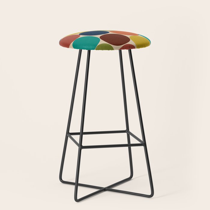 Mod Dots Midcentury Modern Pattern in Mid Mod Turquoise, Orange, Olive, Blue, Mustard, and Beige Stool Gallery Image 1