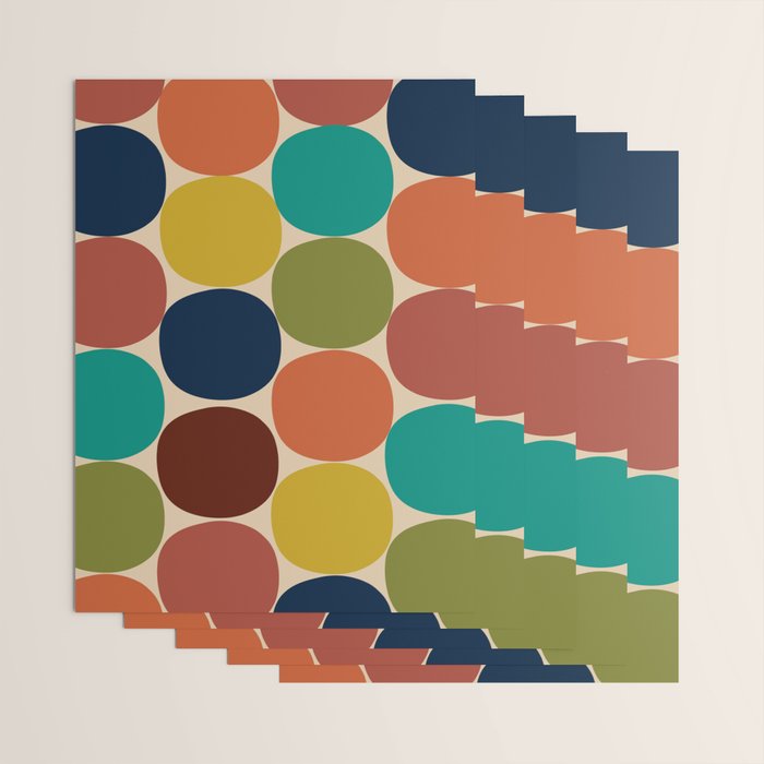 Mod Dots Midcentury Modern Pattern in Mid Mod Turquoise, Orange, Olive, Blue, Mustard, and Beige Wrapping Paper Gallery Image 3