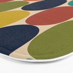 Mod Dots Midcentury Modern Pattern in Mid Mod Turquoise, Orange, Olive, Blue, Mustard, and Beige Bath Mat Gallery Image 3