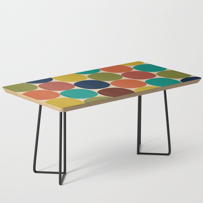 Mod Dots Midcentury Modern Pattern in Mid Mod Turquoise, Orange, Olive, Blue, Mustard, and Beige Coffee Table Gallery Image 1