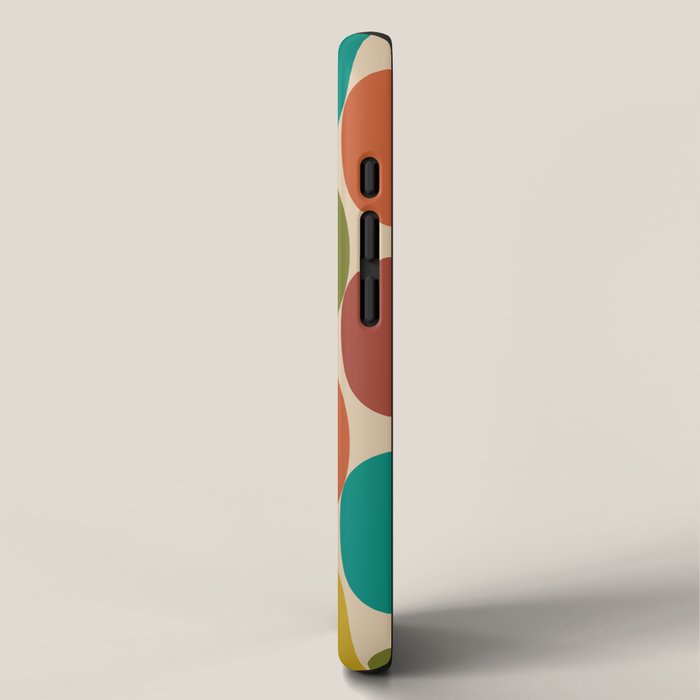 Mod Dots Midcentury Modern Pattern in Mid Mod Turquoise, Orange, Olive, Blue, Mustard, and Beige iPhone Case Gallery Image 2