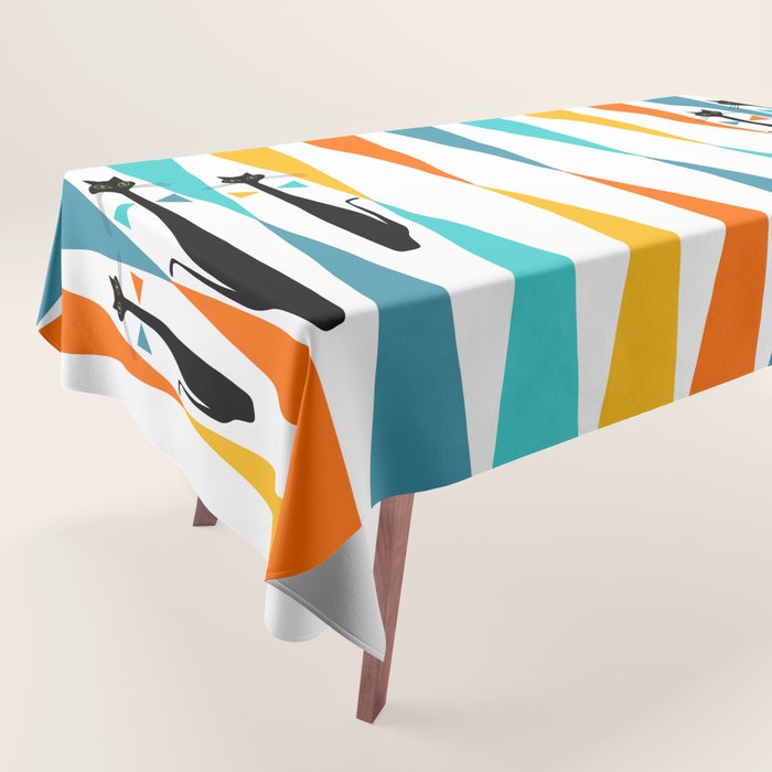 MidCentury Modern Art 10 Jester Cats Tablecloth Gallery Image 1