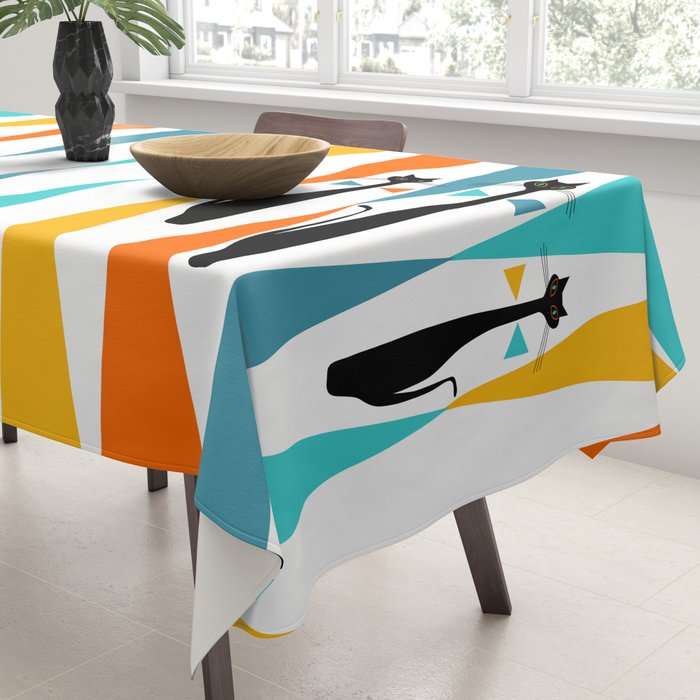 MidCentury Modern Art 10 Jester Cats Tablecloth Gallery Image 3