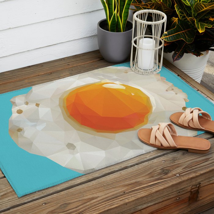 Fried Egg Polygon Art Outdoor Rug Gallery Image 2