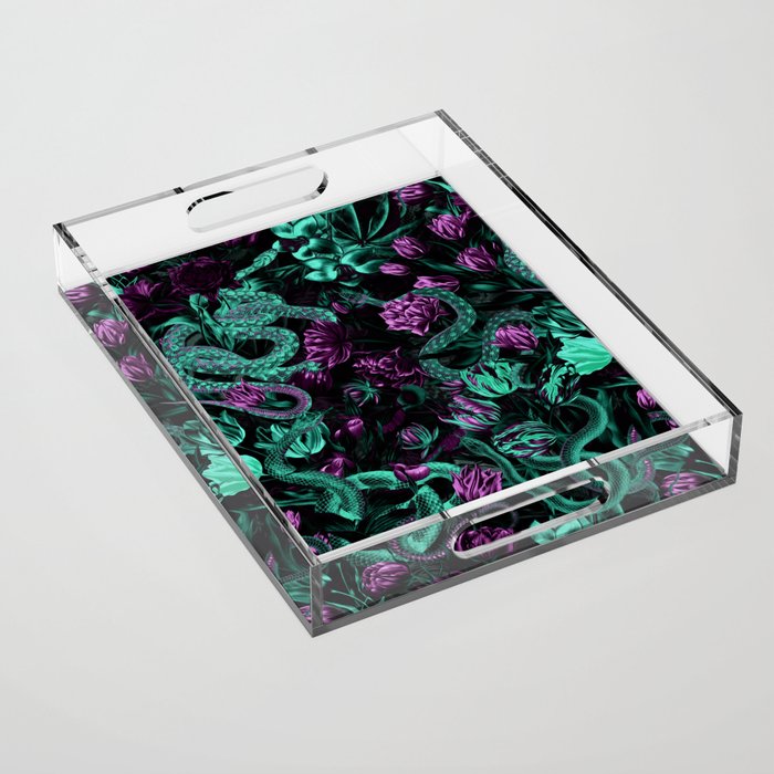 Floral and Snake Night Acrylic Tray Gallery Image 1