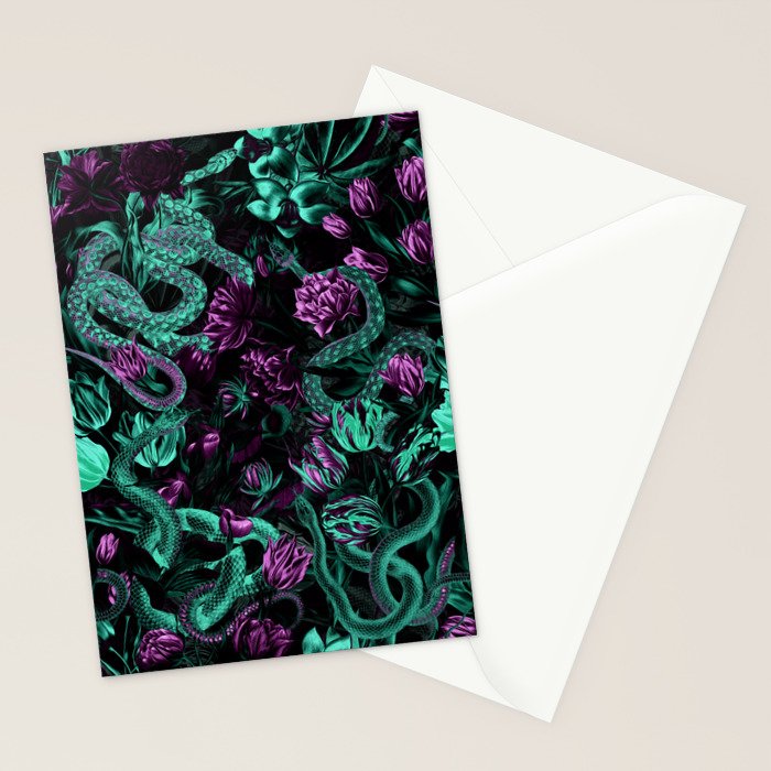 Floral and Snake Night Stationery Card Gallery Image 2