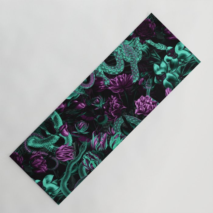 Floral and Snake Night Yoga Mat Gallery Image 1
