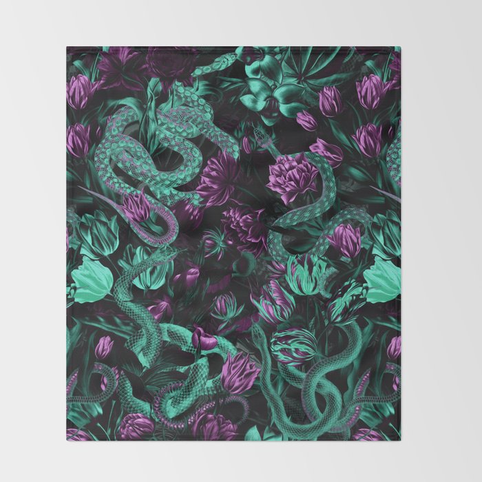Floral and Snake Night Throw Blanket Gallery Image 2