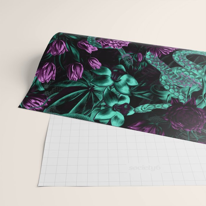 Floral and Snake Night Wrapping Paper Gallery Image 2