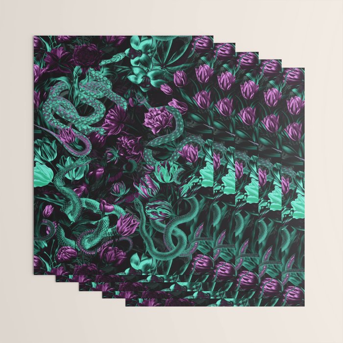 Floral and Snake Night Wrapping Paper Gallery Image 3