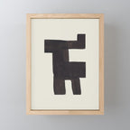 Black and White Minimalist Shapes Mid century Ink painting Mini Art Print Gallery Image 1