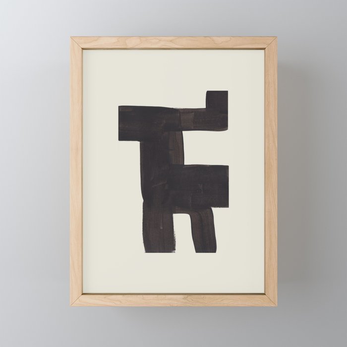 Black and White Minimalist Shapes Mid century Ink painting Mini Art Print Gallery Image 1