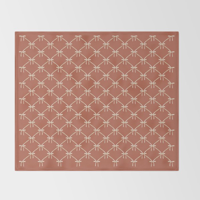 Bows & Ribbons Pattern LVIII Terracotta Orange Throw Blanket Gallery Image 2