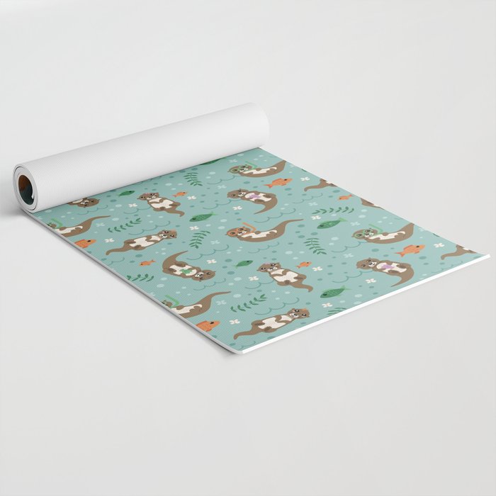 Kawaii Otters Playing Underwater Yoga Mat Gallery Image 2