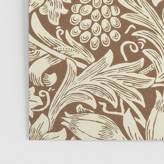 William Morris Sunflower Chocolate Cream Vintage Pattern Poster Gallery Image 3