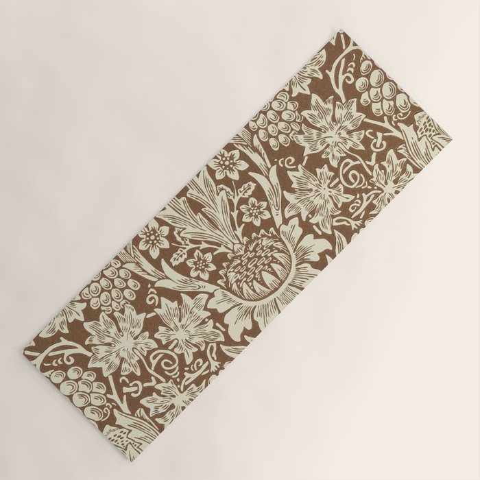 William Morris Sunflower Chocolate Cream Vintage Pattern Yoga Mat Gallery Image 1