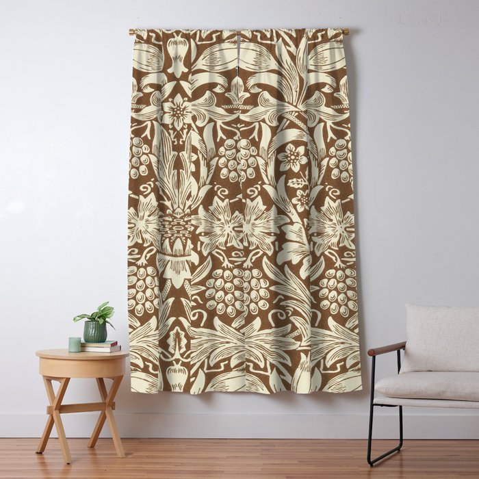 William Morris Sunflower Chocolate Cream Vintage Pattern Window Curtain Gallery Image 5