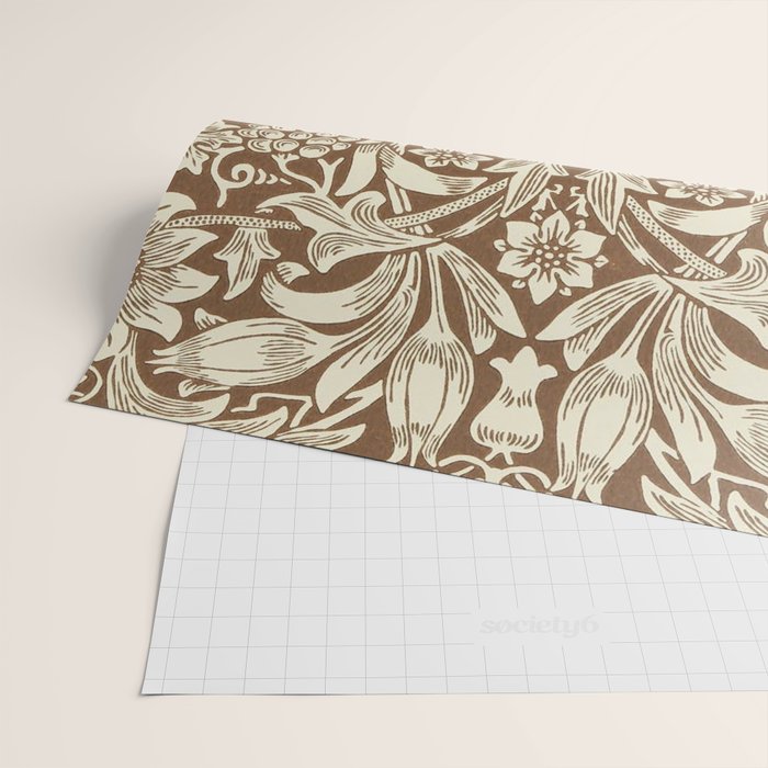 William Morris Sunflower Chocolate Cream Vintage Pattern Wrapping Paper Gallery Image 2
