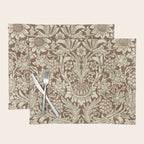 William Morris Sunflower Chocolate Cream Vintage Pattern Placemat Gallery Image 1