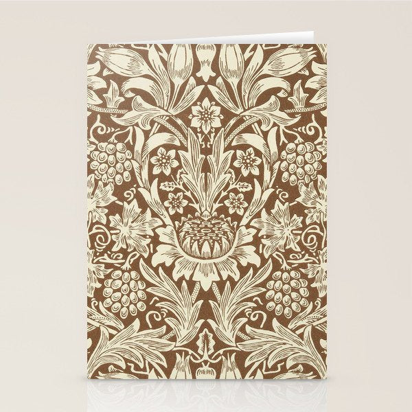 William Morris Sunflower Chocolate Cream Vintage Pattern Stationery Card Gallery Image 2