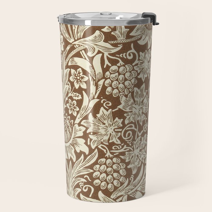 William Morris Sunflower Chocolate Cream Vintage Pattern Travel Mug Gallery Image 2