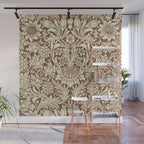 William Morris Sunflower Chocolate Cream Vintage Pattern Wall Mural Gallery Image 1