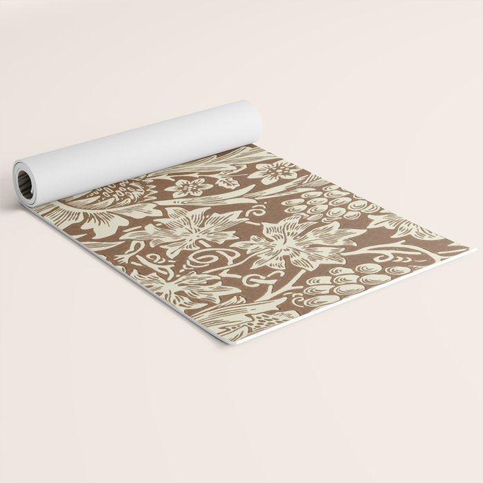 William Morris Sunflower Chocolate Cream Vintage Pattern Yoga Mat Gallery Image 2