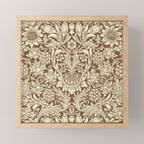 William Morris Sunflower Chocolate Cream Vintage Pattern Mini Art Print Gallery Image 1