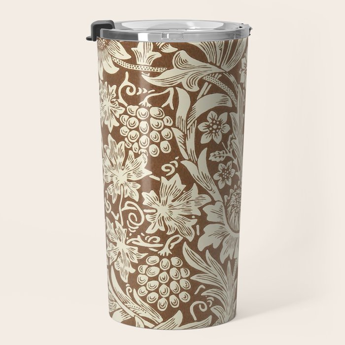 William Morris Sunflower Chocolate Cream Vintage Pattern Travel Mug Gallery Image 3