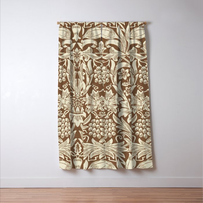 William Morris Sunflower Chocolate Cream Vintage Pattern Window Curtain Gallery Image 3