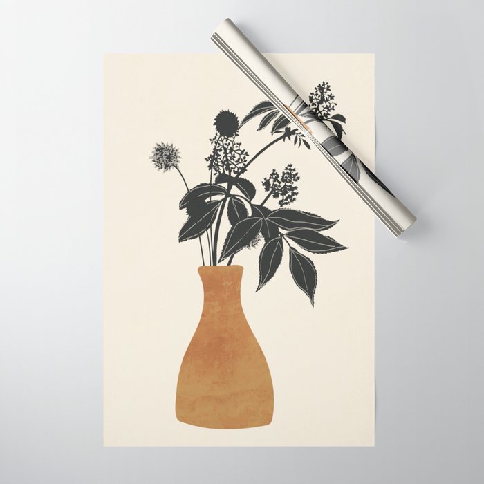 Minimal Abstract Art Vase Plant Wrapping Paper Gallery Image 1