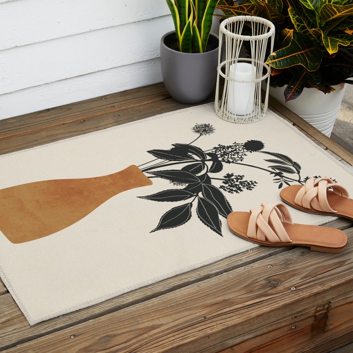 Minimal Abstract Art Vase Plant Outdoor Rug Gallery Image 2